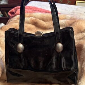 1950’s  or 1960’s Vintage Crown Lewis Black Patent Handbag